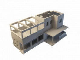 Modern cube architecture villa 3d model preview