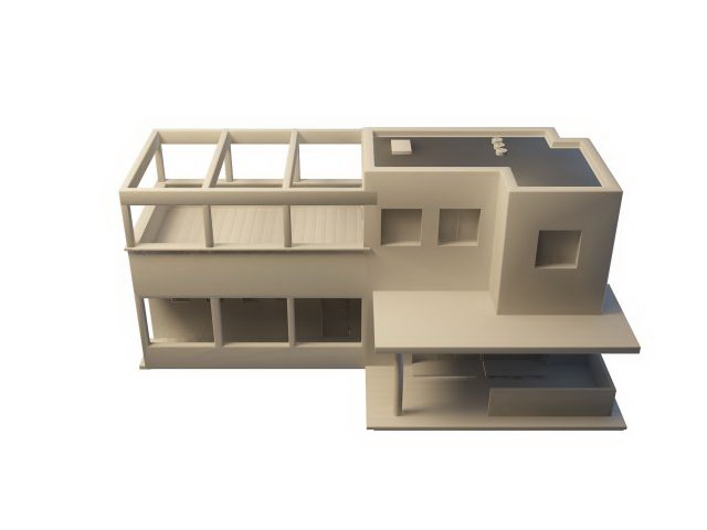 Modern cube architecture villa 3d rendering