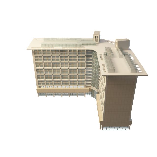 Corner office building 3d rendering