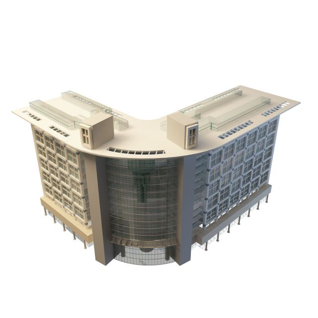 Corner office building 3d rendering