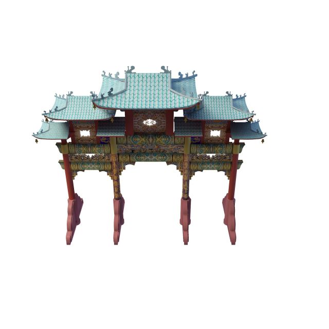 Chinese archway 3d rendering