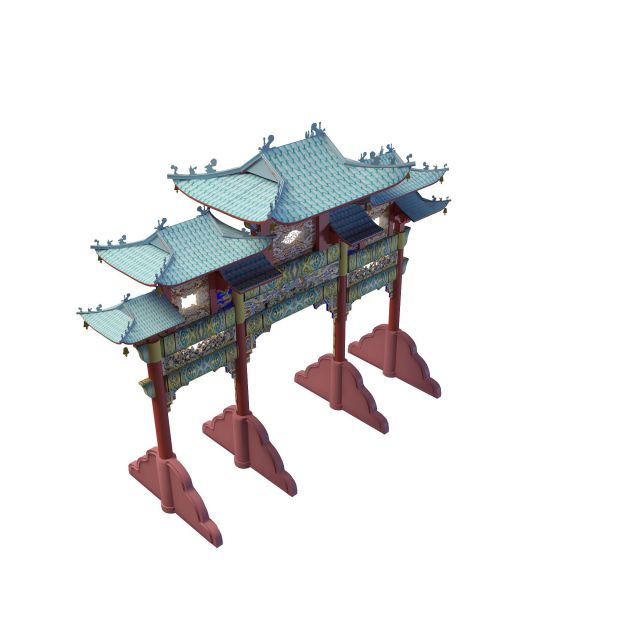 Chinese archway 3d rendering