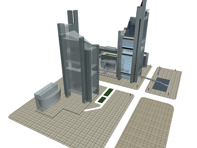 Urban complex architecture 3d rendering