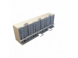 Residential block with store 3d model preview