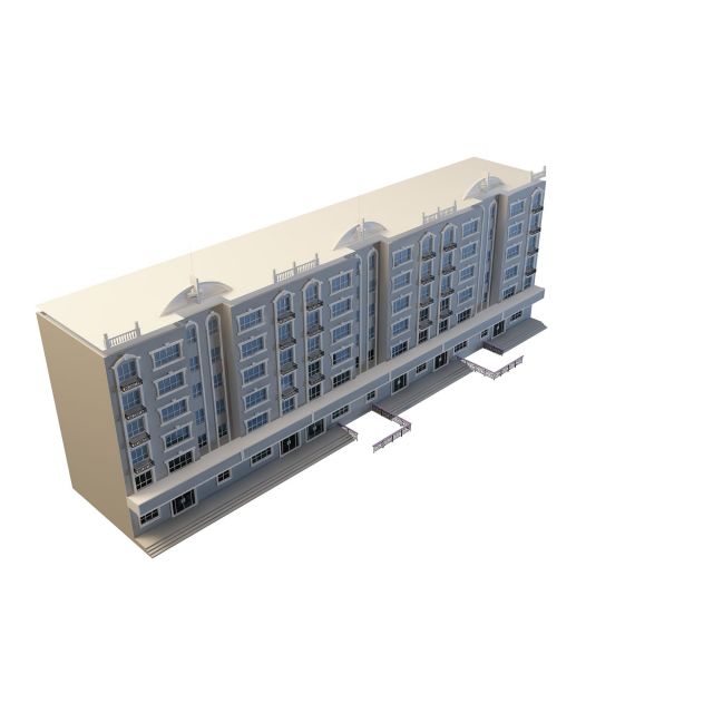 Residential block with store 3d rendering