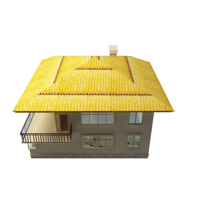 Rural yellow villa 3d rendering
