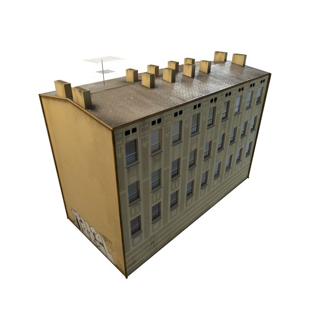 Old apartment block 3d rendering