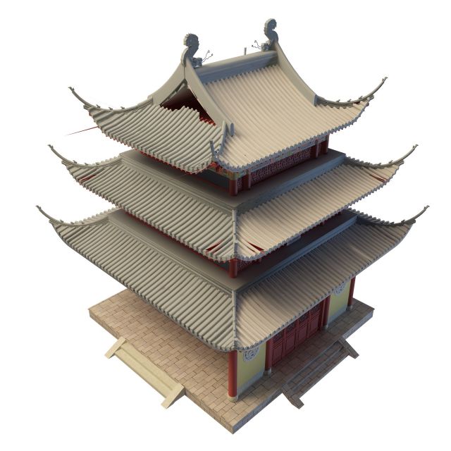 Chinese pagoda 3d rendering