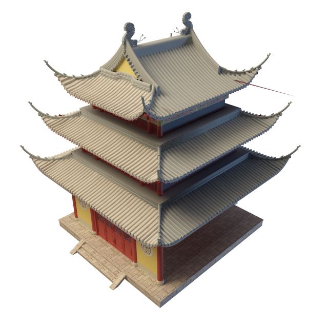 Chinese pagoda 3d rendering