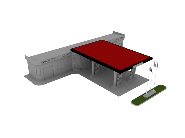 Small filling station 3d rendering