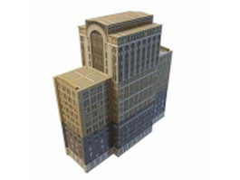 Old office building architecture 3d model preview