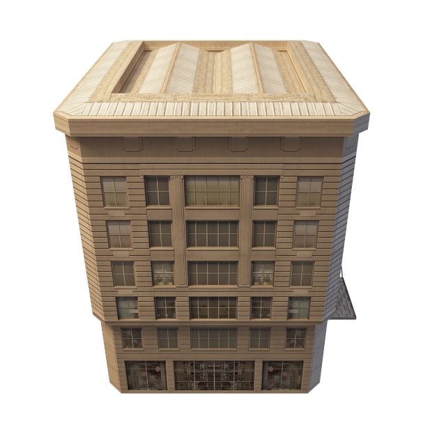 Old apartment building and shop 3d rendering