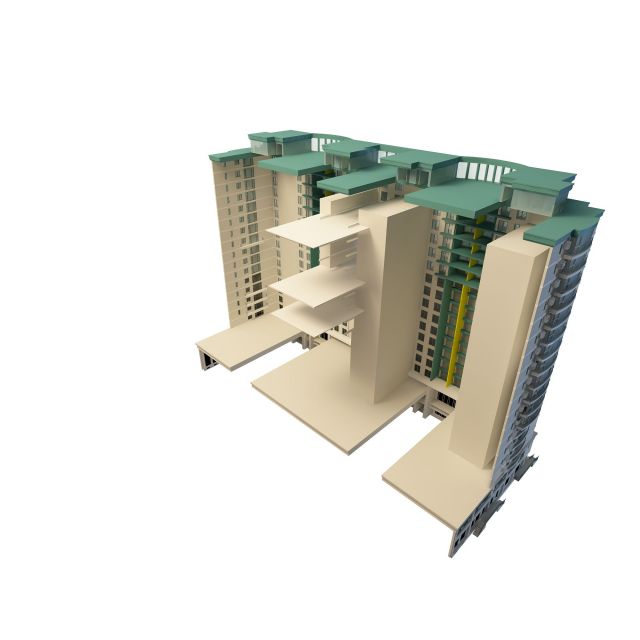 Residential blocks 3d rendering