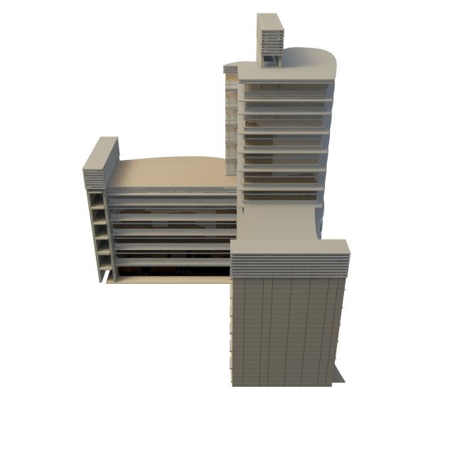 Modern commercial complex 3d rendering