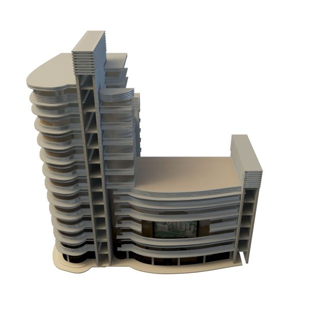 Modern commercial complex 3d rendering