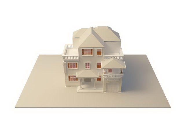 Three-story villa 3d rendering