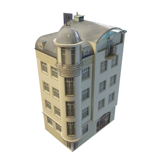 Old apartment building 3d rendering