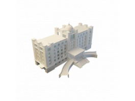 State office building and capitol dome 3d model preview