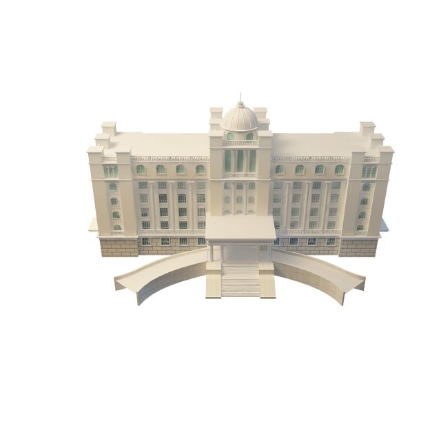 State office building and capitol dome 3d rendering