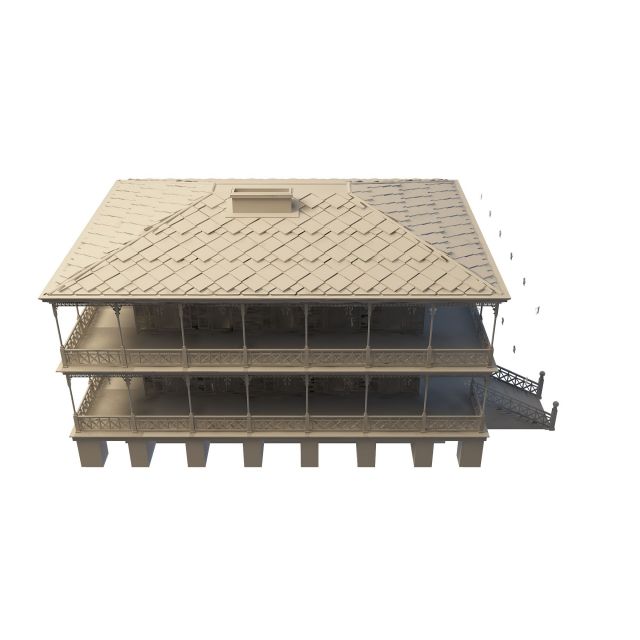 Terrace farmhouse 3d rendering