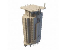 Modern office building with roof heliport 3d model preview