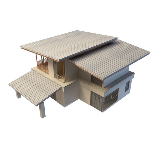 Japanese country house 3d rendering