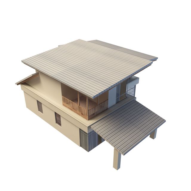 Japanese country house 3d rendering