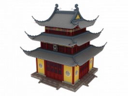 Chinese bell tower 3d model preview