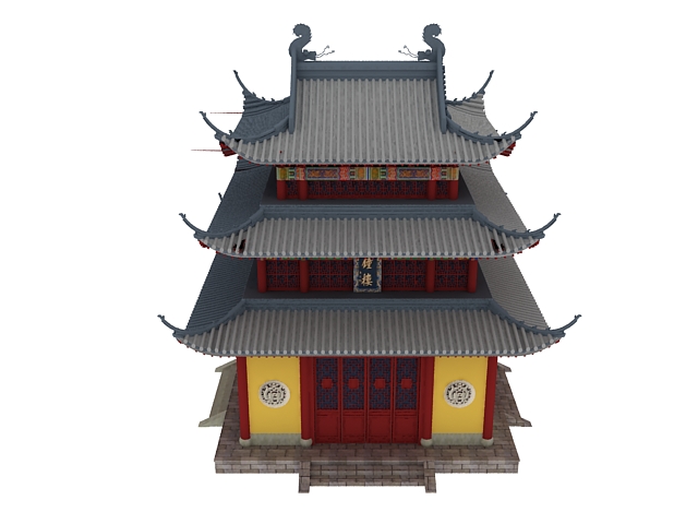 Chinese bell tower 3d rendering