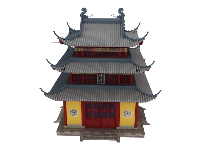 Chinese bell tower 3d rendering