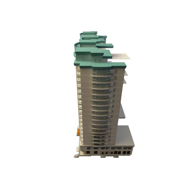 Modern apartment block 3d rendering