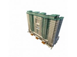 Modern apartment block 3d model preview