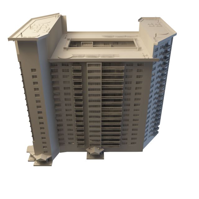 Rectangular office building 3d rendering