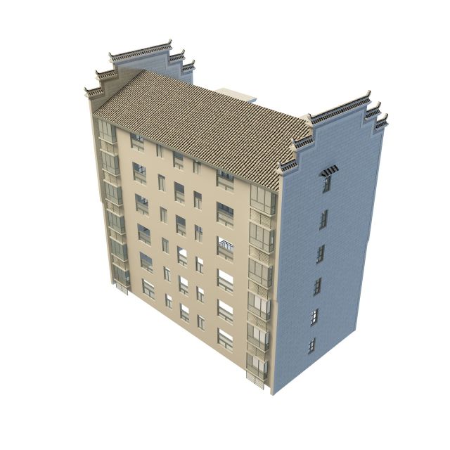 Chinese apartment building 3d rendering