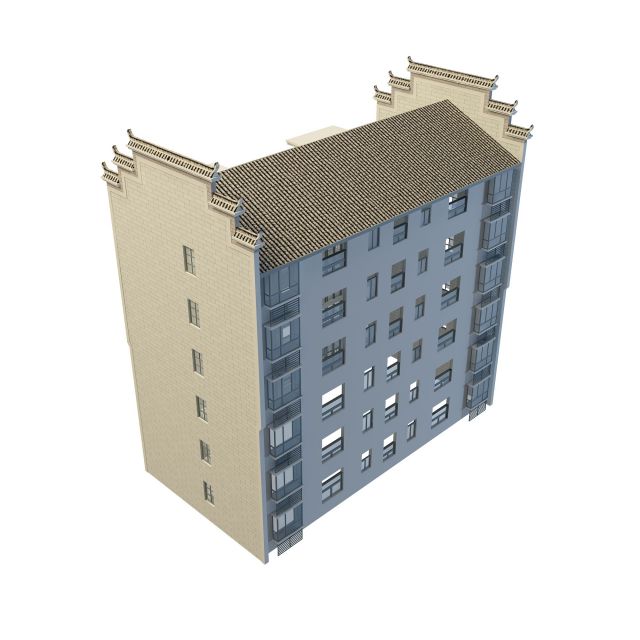 Chinese apartment building 3d rendering