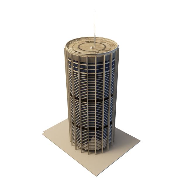 Cylinder office building 3d rendering