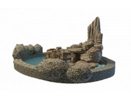 Rock garden and pool 3d preview