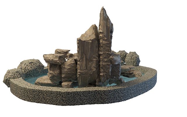 Rock garden and pool 3d rendering