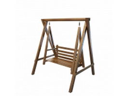 Wooden garden swing seat 3d preview