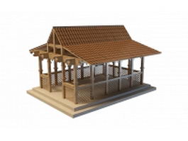 Garden shed building 3d model preview