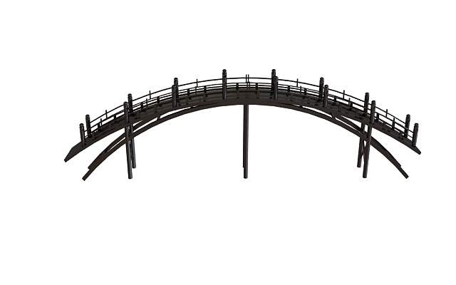 Pedestrian timber bridge 3d rendering