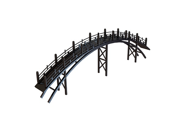 Pedestrian timber bridge 3d rendering