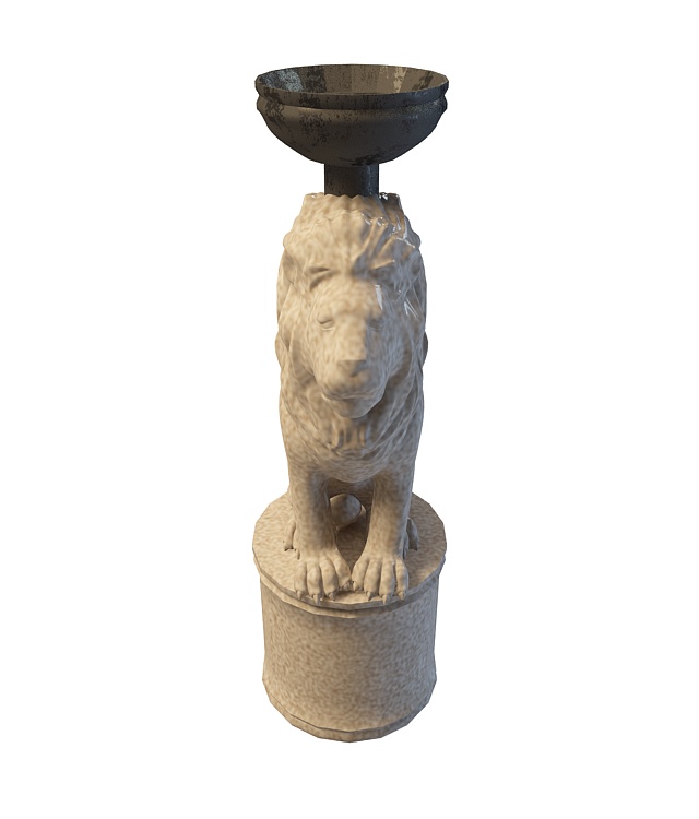 Garden lion statue 3d rendering