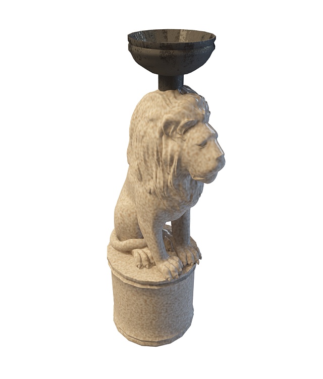 Garden lion statue 3d rendering