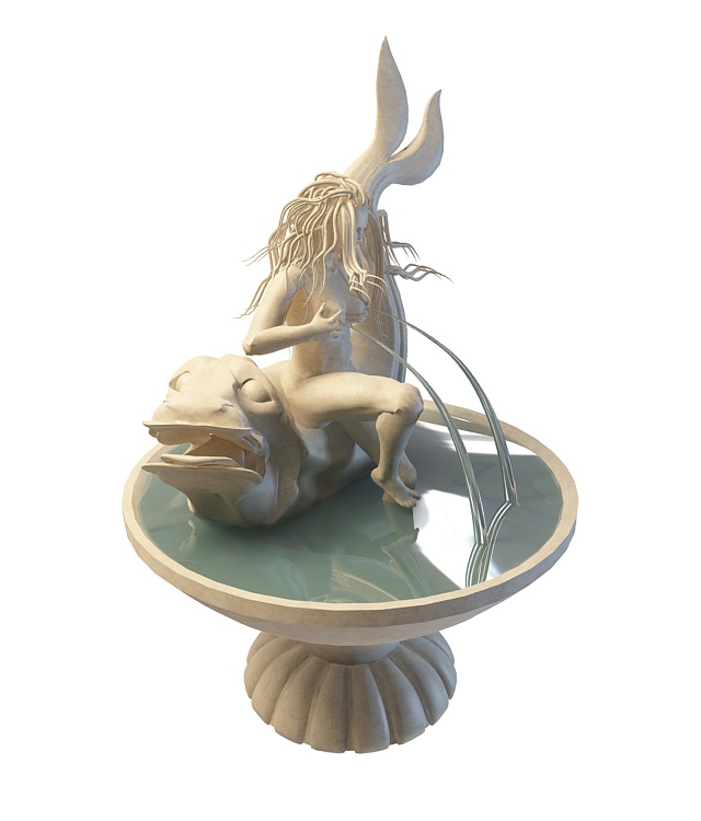 Mermaid fountain 3d rendering
