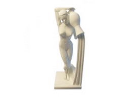 Medieval stone woman statue 3d preview