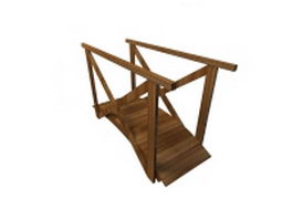 Wooden garden bridge 3d model preview