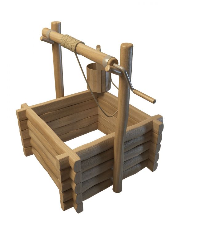 Square wishing well 3d rendering