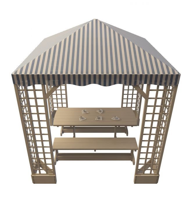Picnic table shelter 3d rendering