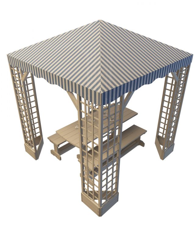 Picnic table shelter 3d rendering